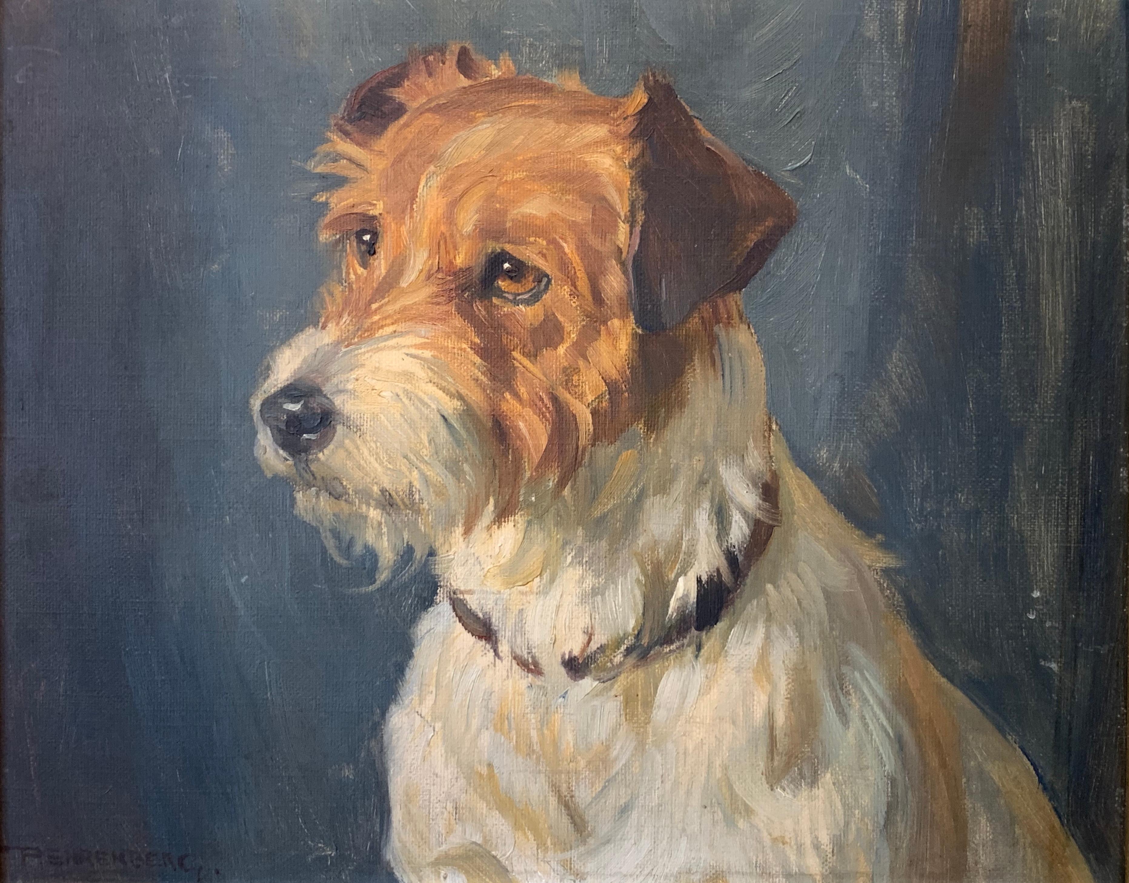 Penrenberg Animal Painting - Jack Russell Terrier Dog Original Signed Oil Painting 1915