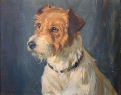 Jack Russell Terrier Dog Original Signed Oil Painting 1915