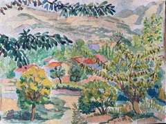 Französische Provence Landschaft Postimpressionistisches Gemälde, signiert 1940er Jahre