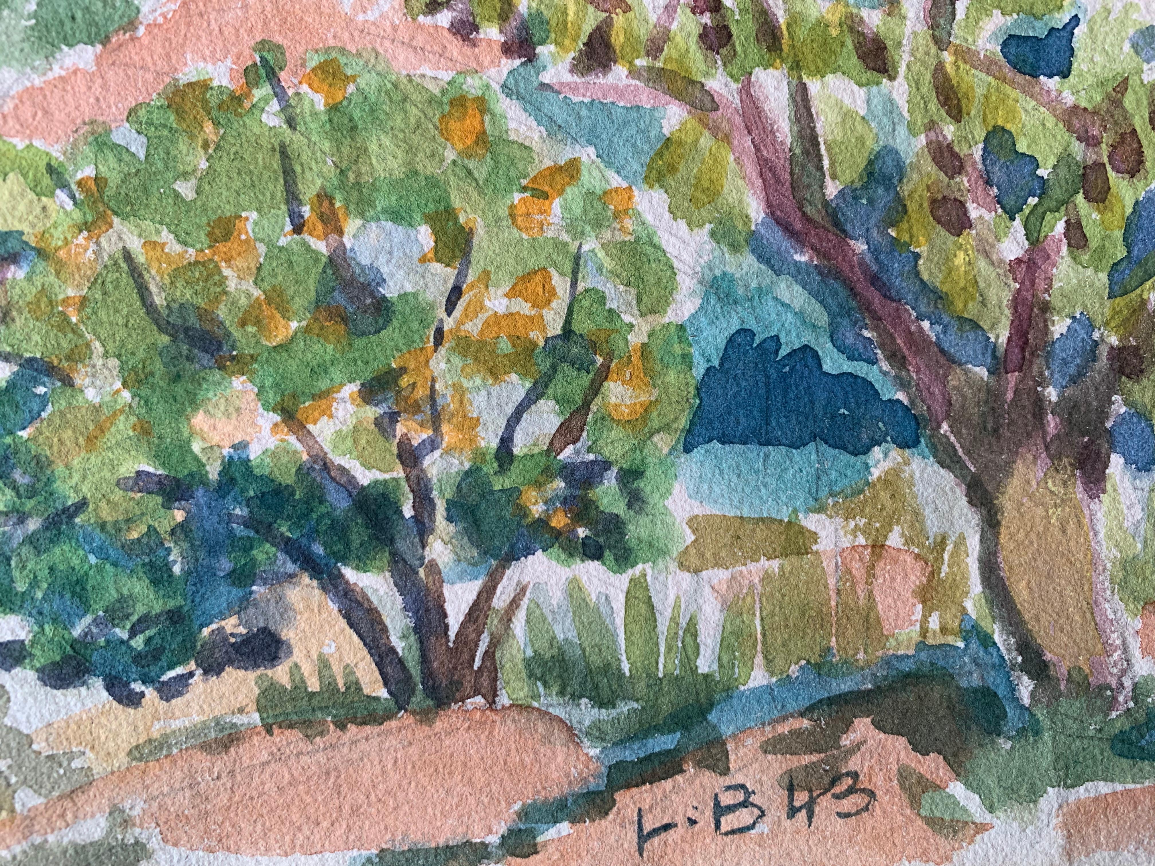 Paesaggio provenzale post-impressionista firmato nel 1940 - Art Postimpressionismo di Louis Bellon