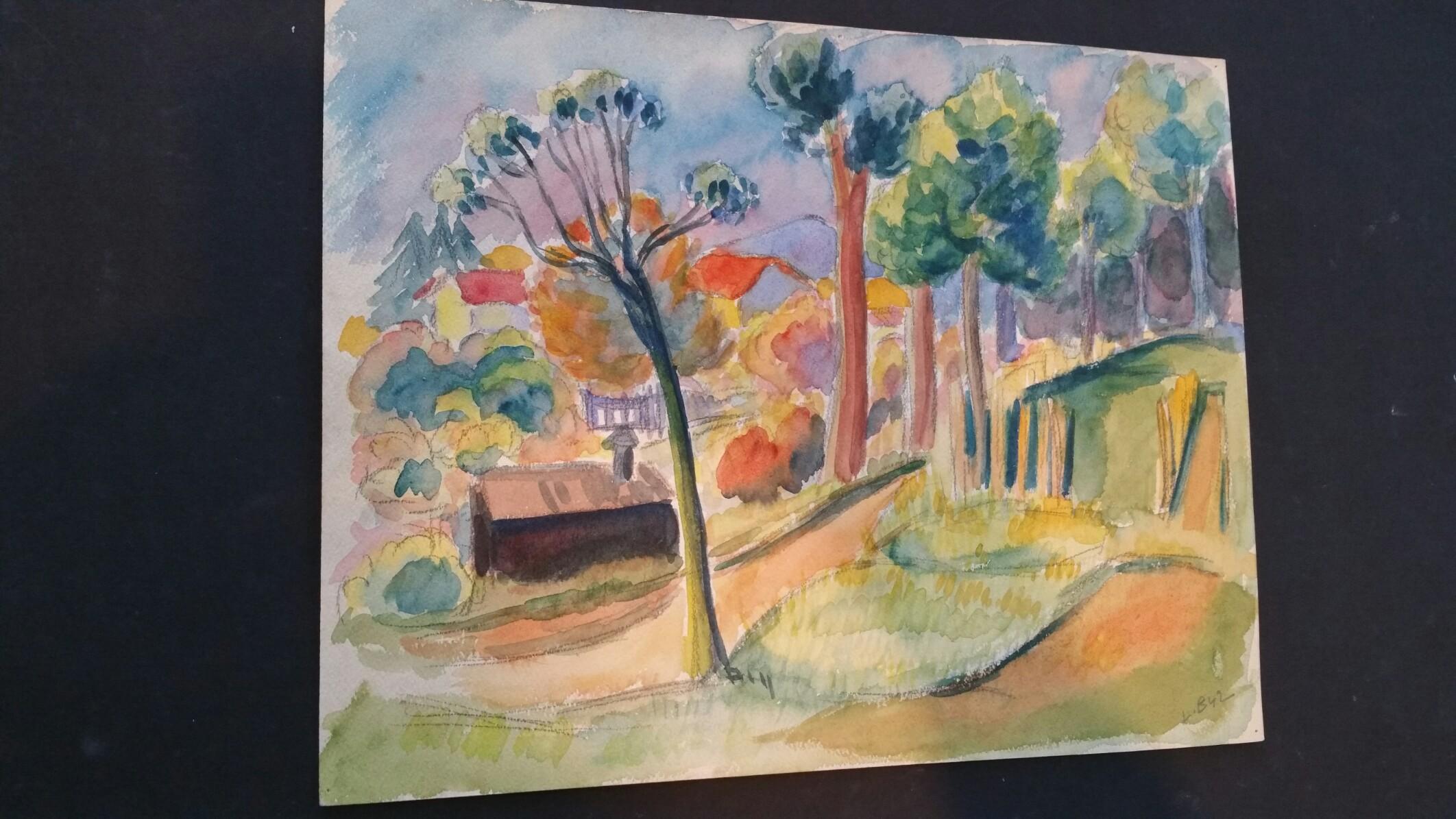 Provence Summer Pathway Landscape Post-Impressionist Signed 1940's Painting 2