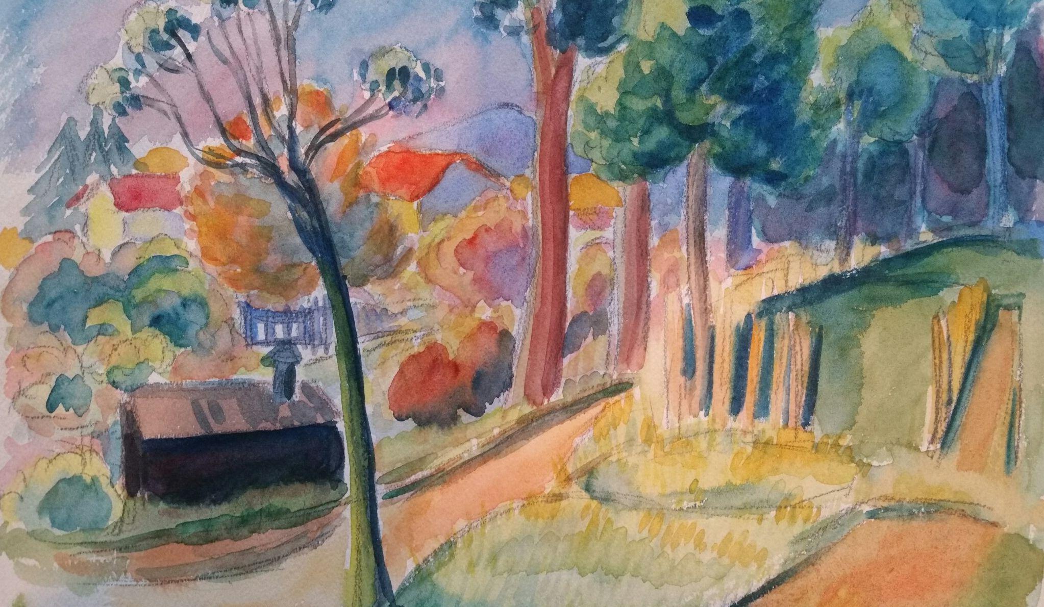 Louis Bellon Landscape Painting - Provence Summer Pathway Landscape Post-Impressionist Signed 1940's Painting