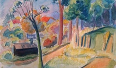 Provence Summer Pathway Landscape Post-Impressionist Signed 1940's Painting