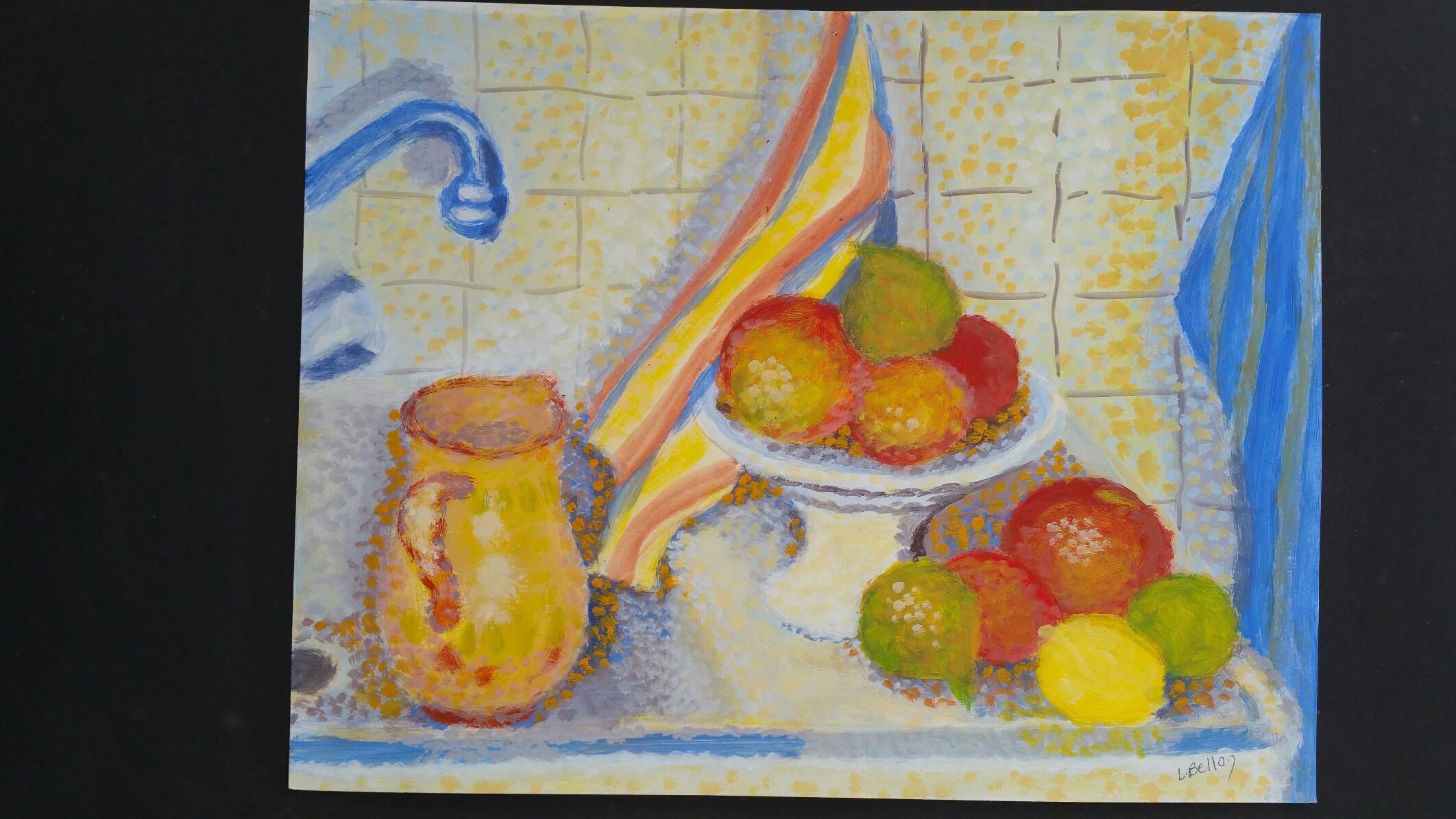 Natura morta neoimpressionista
di Louis Bellon (francese, 1908-1998)
firmato in basso a destra
pittura a guazzo su carta, senza cornice
Misure: 10 x 12,75 pollici

provenienza: collezione privata di opere dell'artista, Provenza, Francia

Stato di