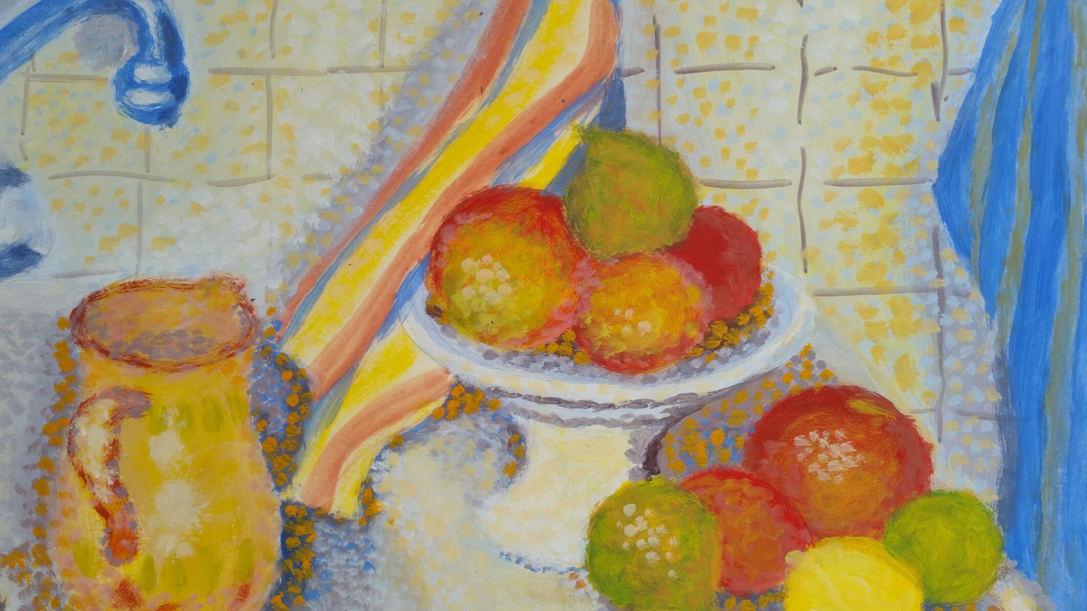Pointilistisches, französisches, neoimpressionistisches Stillleben, Mitte des 20. Jahrhunderts (Pointillismus), Painting, von Louis Bellon