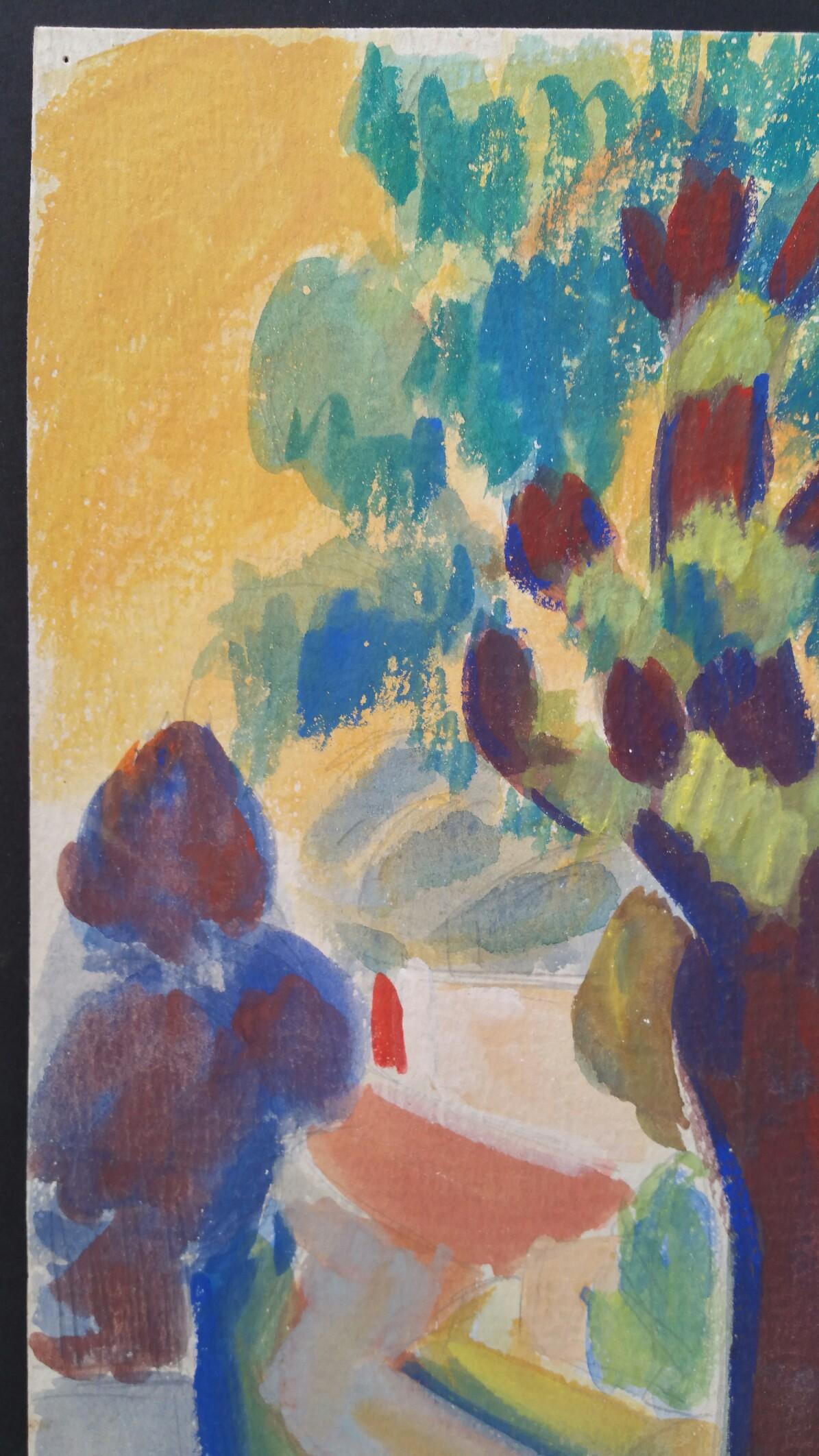 Provenza Paisaje de verano Pintura postimpresionista firmada 1947 - Painting Posimpresionista de Louis Bellon