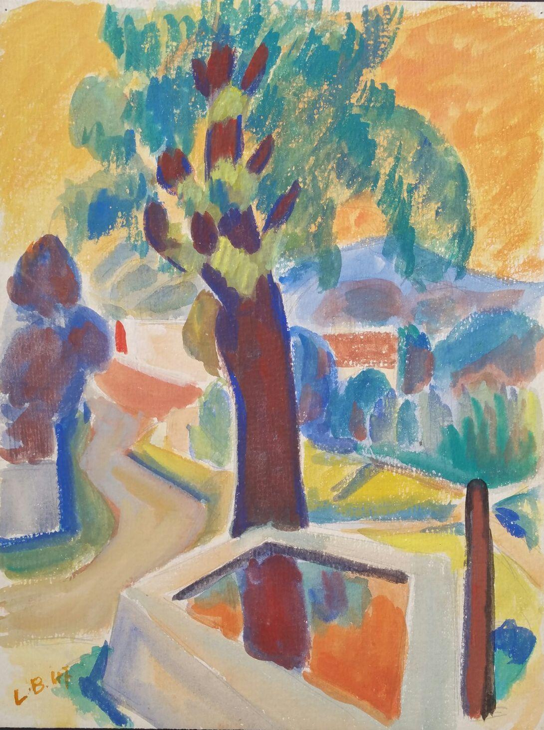 Provence Summer Landscape Post-Impressionist Signed 1947 Painting 