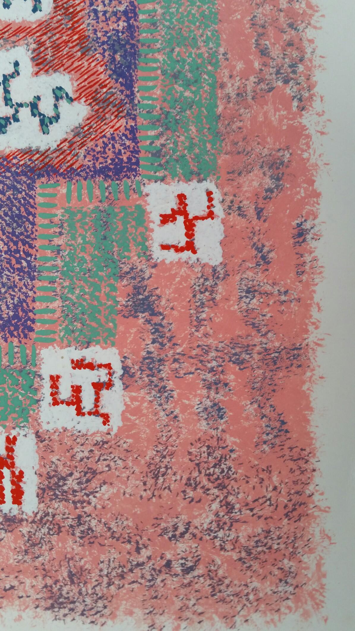Pointillist großes abstraktes Design
von Louis Bellon (Französisch 1908-1998)
signiert unten links im Bild
gouache-Malerei auf Papier, ungerahmt
abmessungen: 16.5 x 10 Zoll (insgesamt misst das Blatt 19,5 x 12,5 Zoll)

provenienz: Privatsammlung des