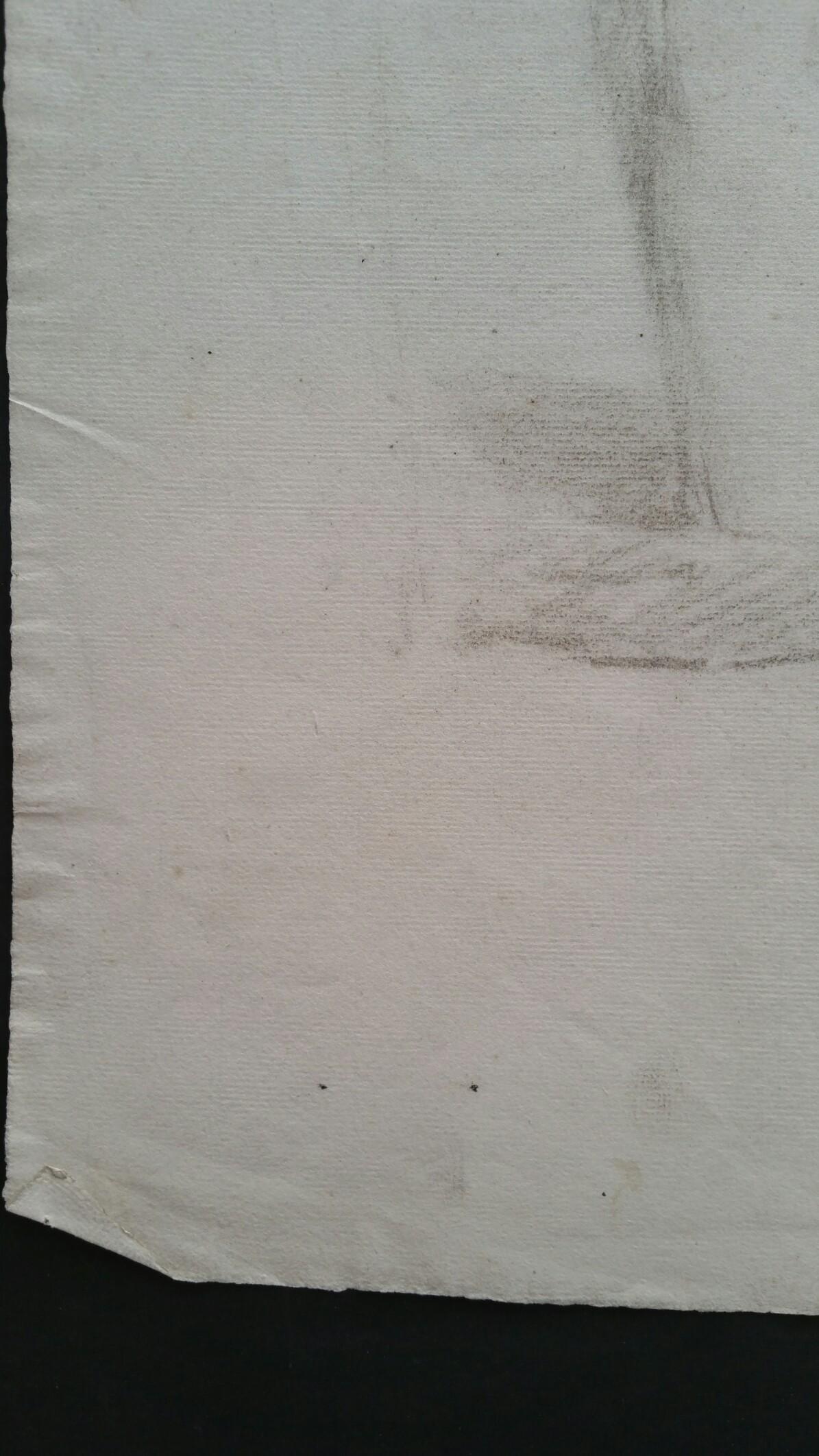 English Graphite Portrait Sketch of Female Nude, Kneeling For Sale 3