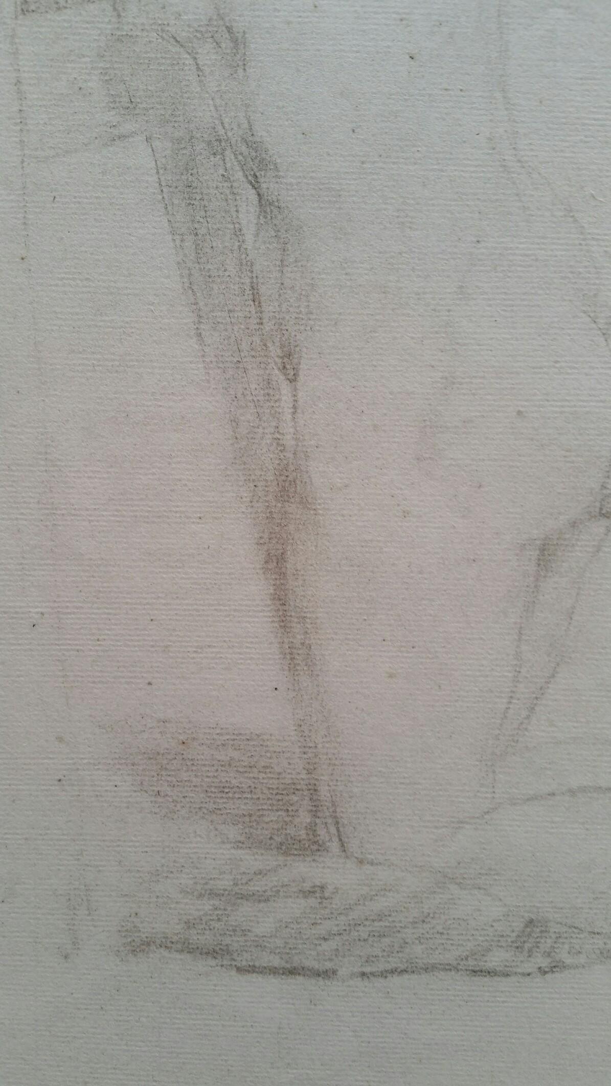 Croquis de portrait en graphite anglais d'une femme nue agenouillée en vente 8