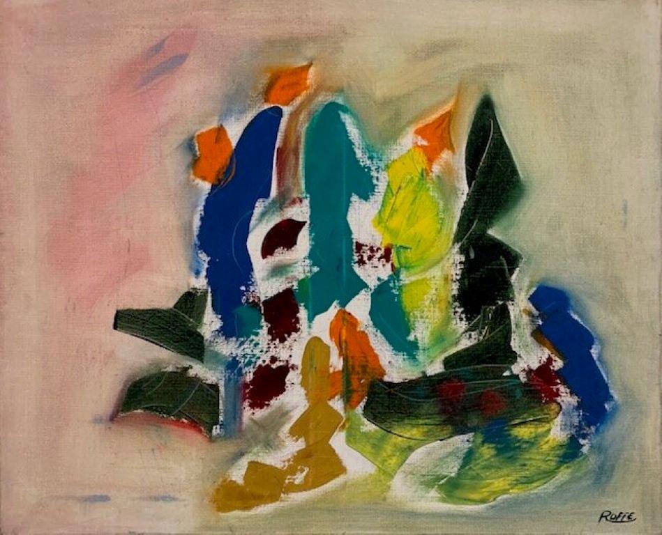 Unknown Abstract Painting - 1970's French Abstract Signed Oil Painting on canvas