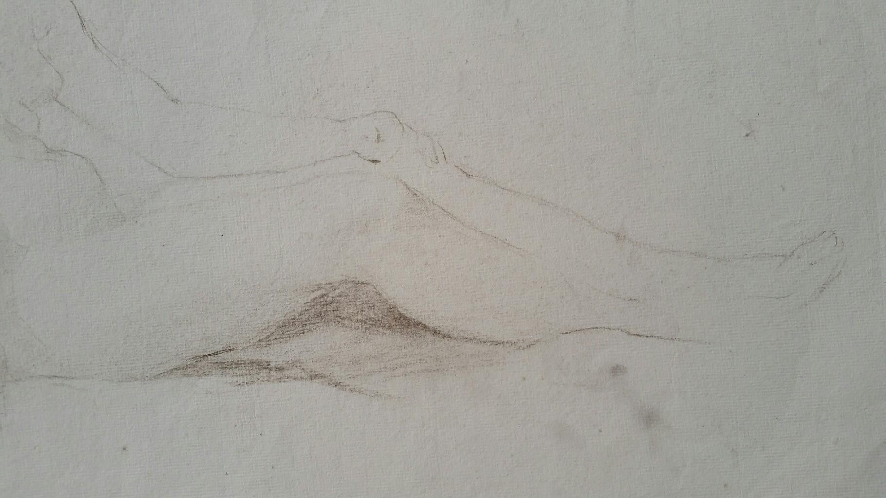 English Antique Portrait Sketch of Reclining Female Nude (double sided) For Sale 10