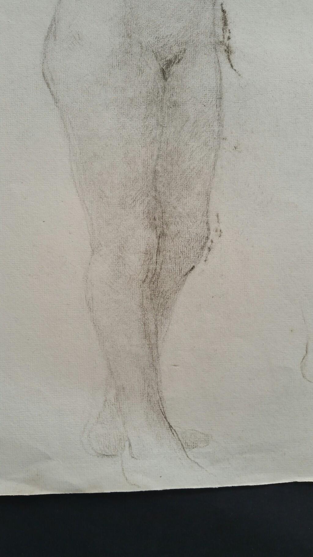 English Antique Portrait Sketch of Female Nude Standing 2