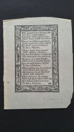 Englischer antiker englischer Holzschliff-Sticker, beschriftet, Bunyan- Hymn