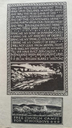 English Antique Woodcut Engraving, William Blakes's Milton