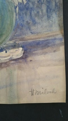 French Watercolour Ecole de Paris Mid 20th Century White Flowers