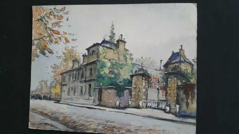 French Watercolour Ecole de Paris Mid 20th Century Neuilly Sur Seine For Sale 1