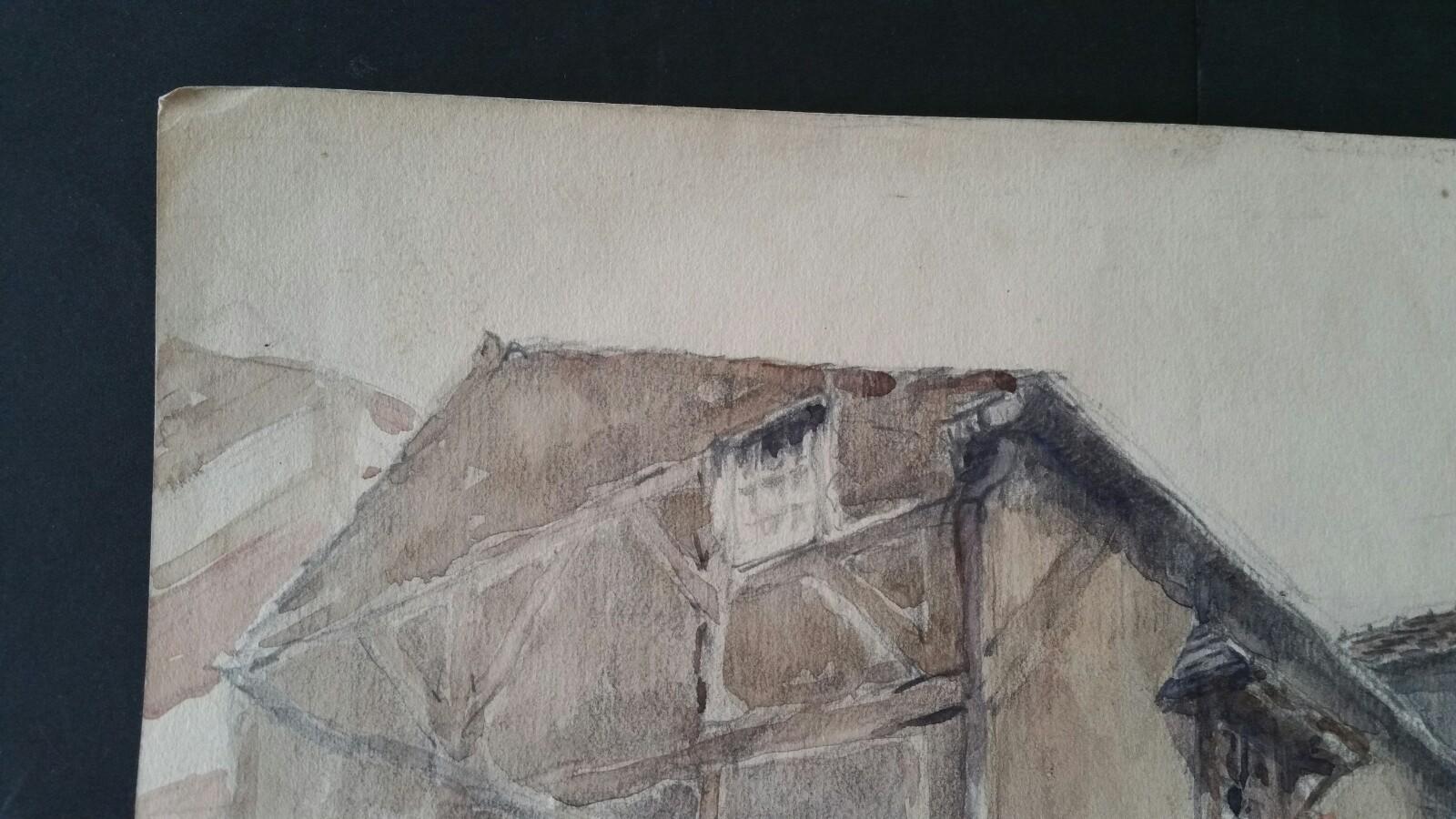 Paris: Atelier Rue Alain Chartier
by Henri Miloch (1898-1979)
unsigned but inscribed by Miloch verso
watercolour and graphite painting on artist's paper, unframed

sheet: 11 x 14 inches

Charming painting by the highly regarded painter, Henri