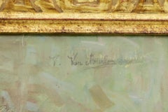 Vase de Fleurs Large 1920's Belgian Impressionist Flower Painting oil on canvas
