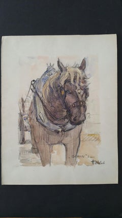 Ecole de Paris Milieu du 20e siècle Portrait équin de cheval