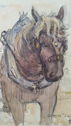 Ecole de Paris Mid 20th Century Equine Carthorse Portrait 