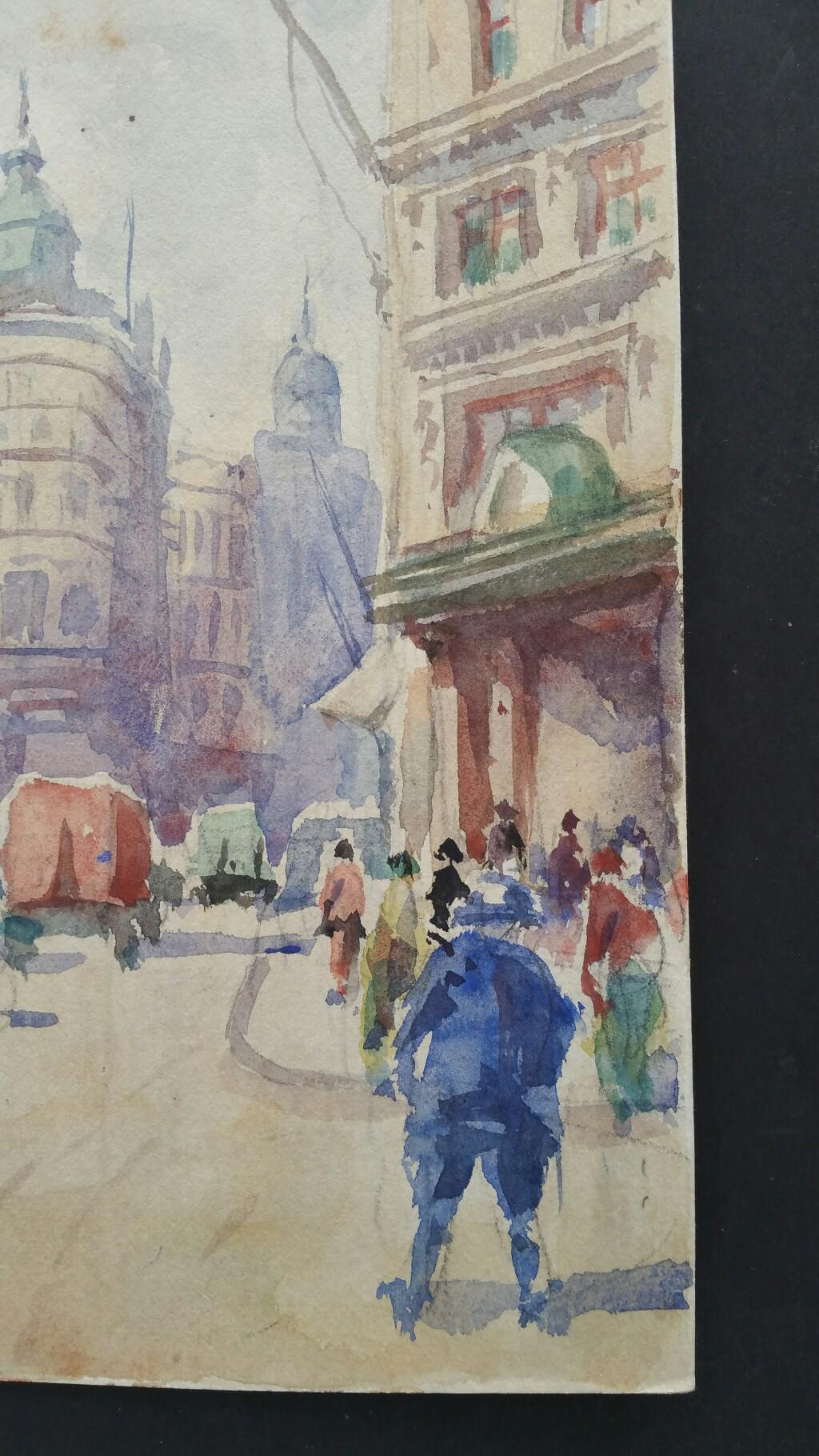 Impressionista della metà del XX secolo De Brouckere Bruxelles Belgio, - Art Impressionismo di Leonard Machin Rowe