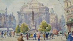 Vintage Mid 20th Century Impressionist De Brouckere Brussels Belgium,  