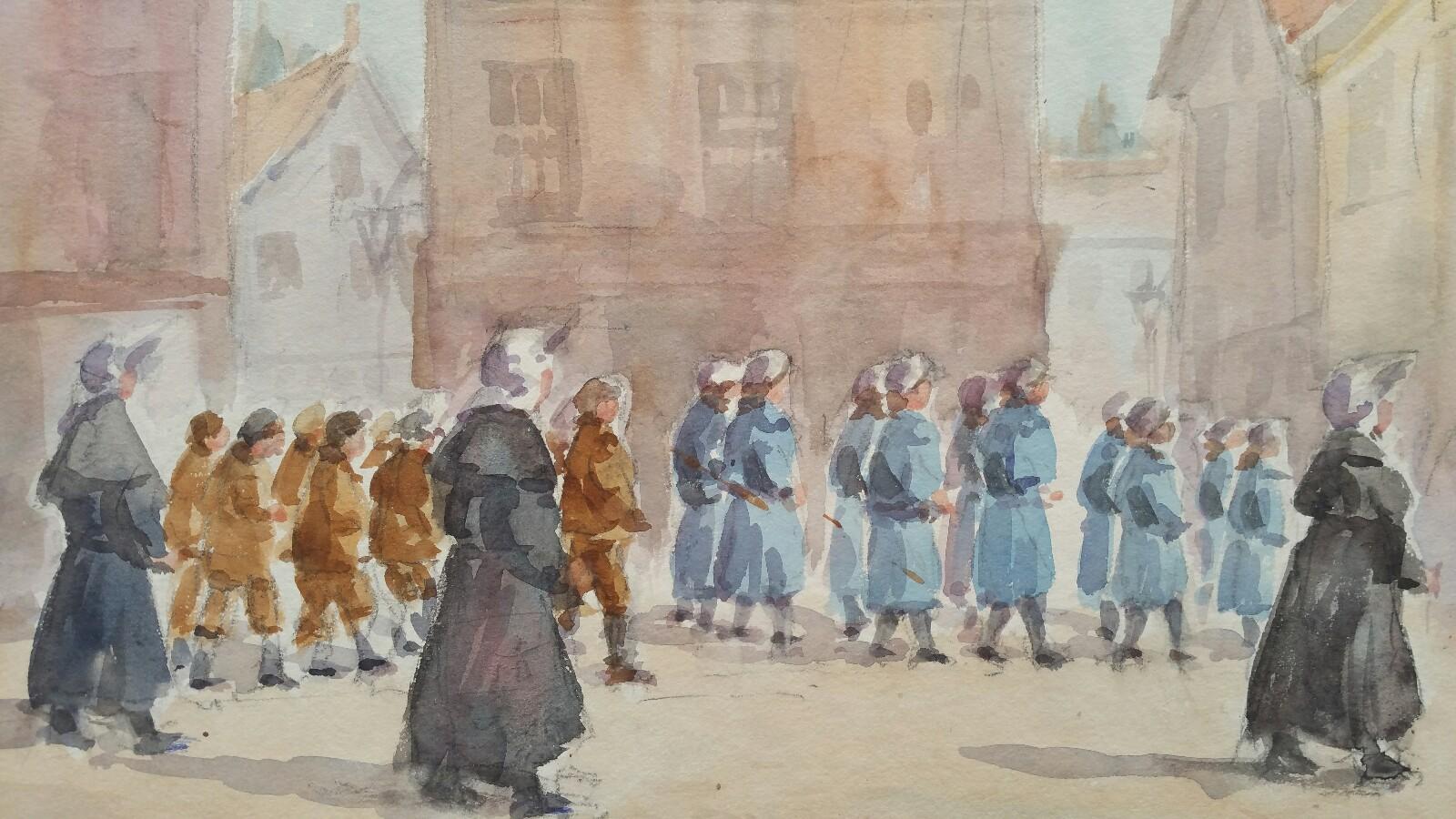 Mid 20th Century Procession of Orphan Children Luxembourg   