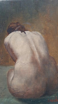 Mid 20th Century French Oil Painting on Canvas Female Nude