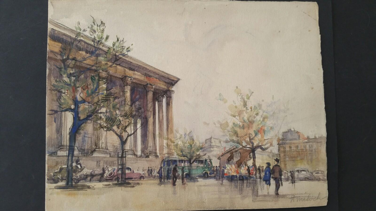 Paris: L'eglise de la Madeleine, a Pair
by Henri Miloch (1898-1979)
signed lower right on both
watercolour and gouache painting on artist's paper, unframed

Sheet:: 9.75 x 12.5 inches

A charming pair of paintings by the highly regarded painter,