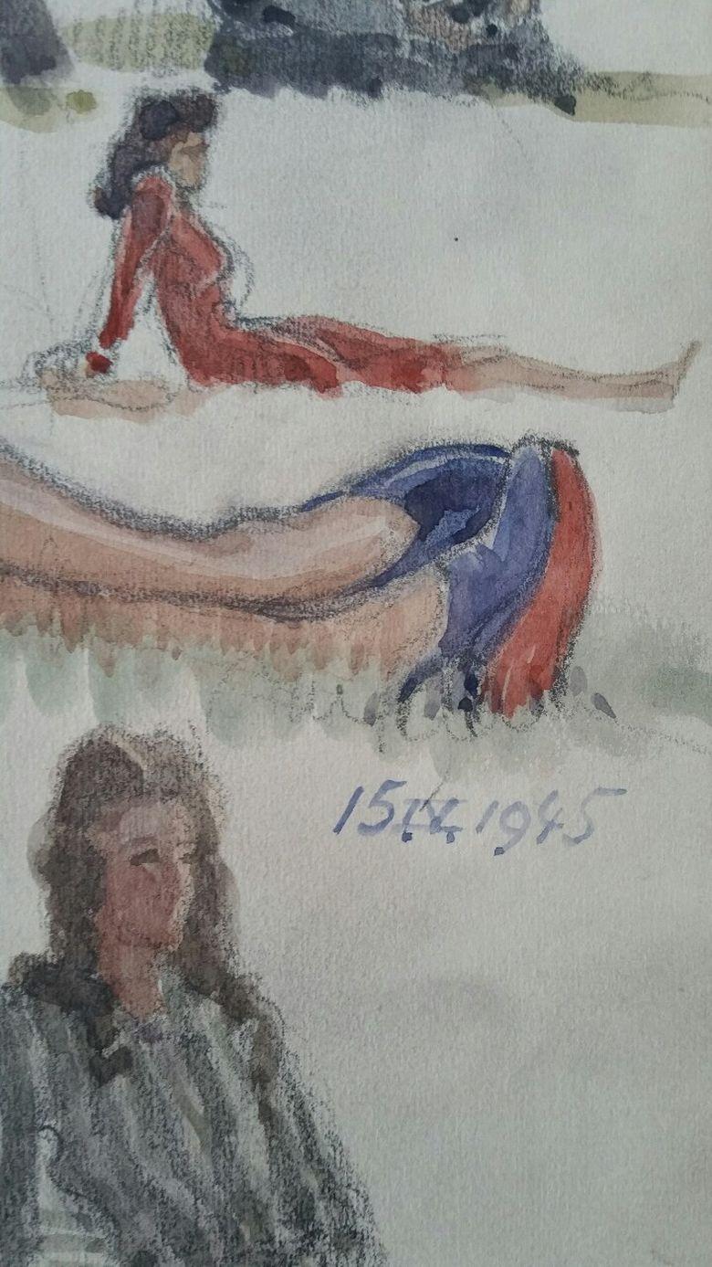 École de Paris du milieu du 20e siècle : Figures d'époque guerre  - Impressionnisme Painting par Henri Miloch
