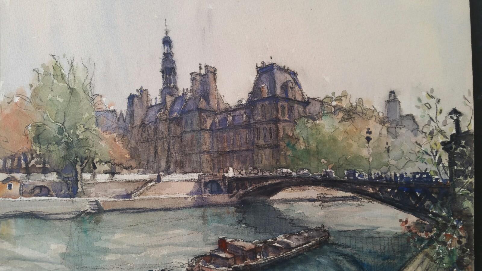 Ecole de Paris, Mid 20th Century, Four Paris Bridges Paintings  3