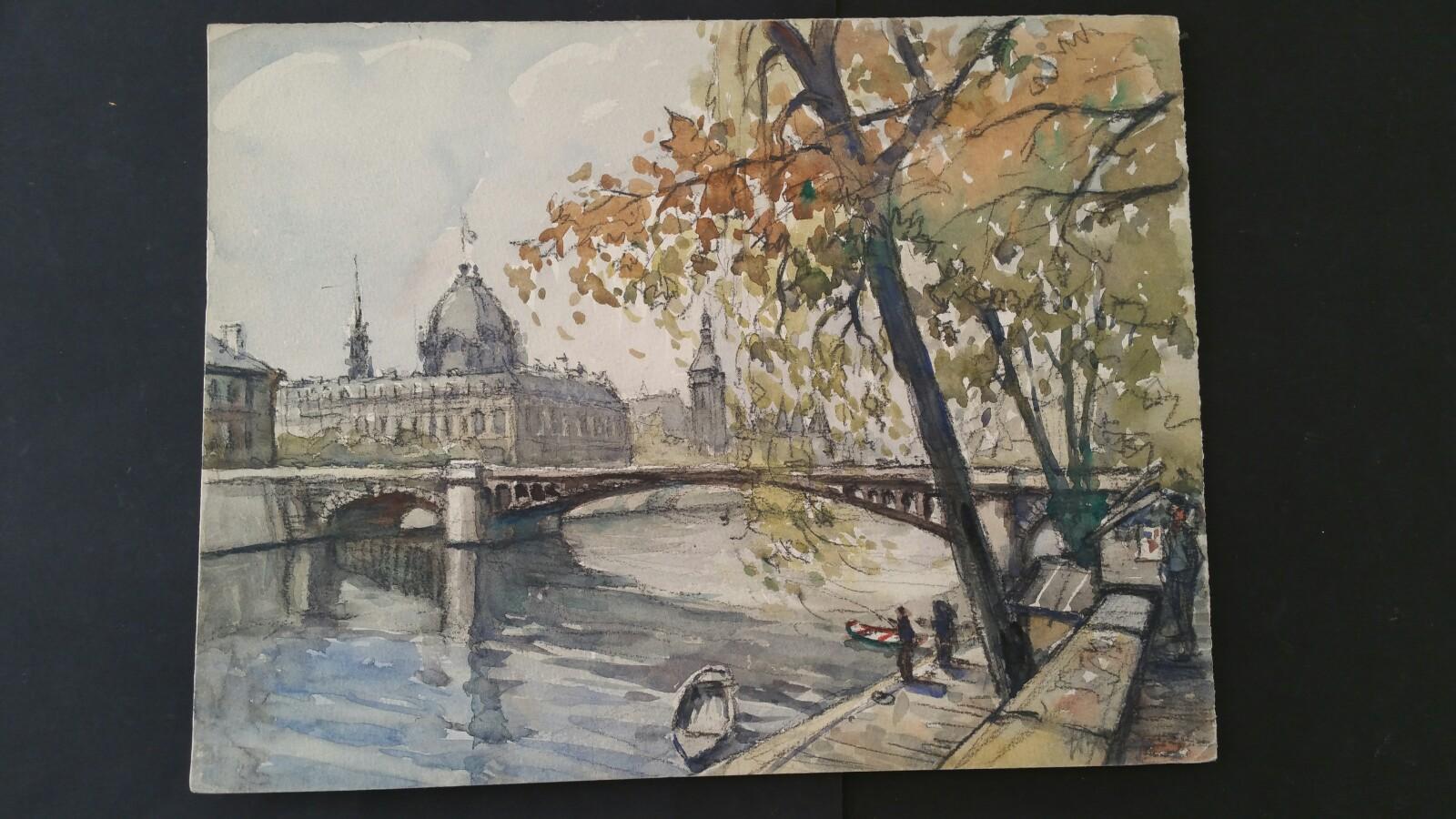 Ecole de Paris, Mid 20th Century, Four Paris Bridges Paintings  7