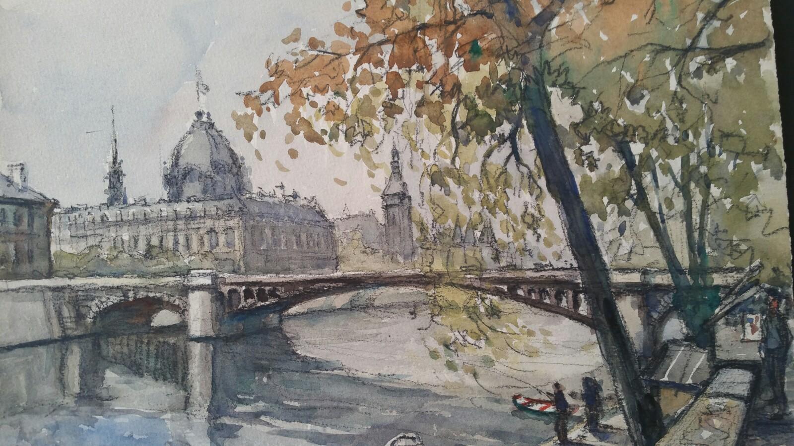 Ecole de Paris, Mid 20th Century, Four Paris Bridges Paintings  9