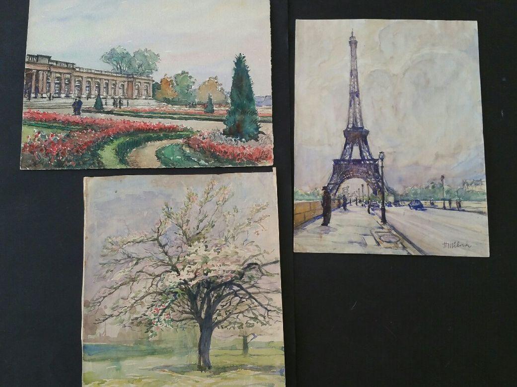 Ecole de Paris, Mid 20th Century, Three Paris Scenes Eiffel Tower & Parks For Sale 10