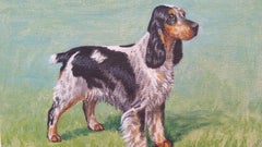 Peinture à l'huile de l'école anglaise du XXe siècle (1930s) d'un chien épagneul cocker