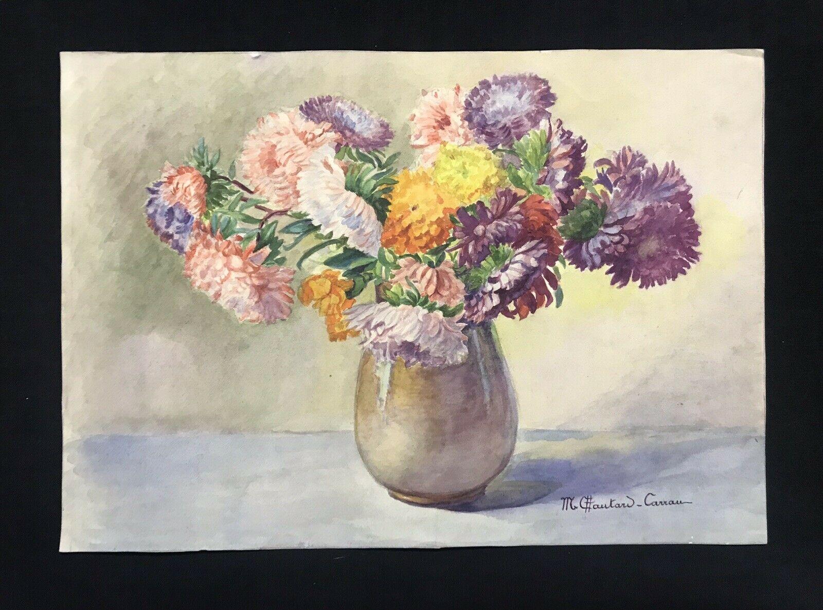 MARIE CHAUTARD-CARREAU - FINE EARLY 20thC FRENCH IMPRESSIONIST- FLOWERS IN VASE - Painting by Marie-Amelie Chautard-Carreau