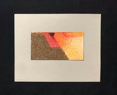 ARLETTE MARTIN (b.1924) SUPERB FRENCH BURNT ORANGE ABSTRACT PAINTING - SIGNED