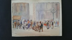 Mid 20th Century, Belgium, A Brussels Market Lottery Seller Scene