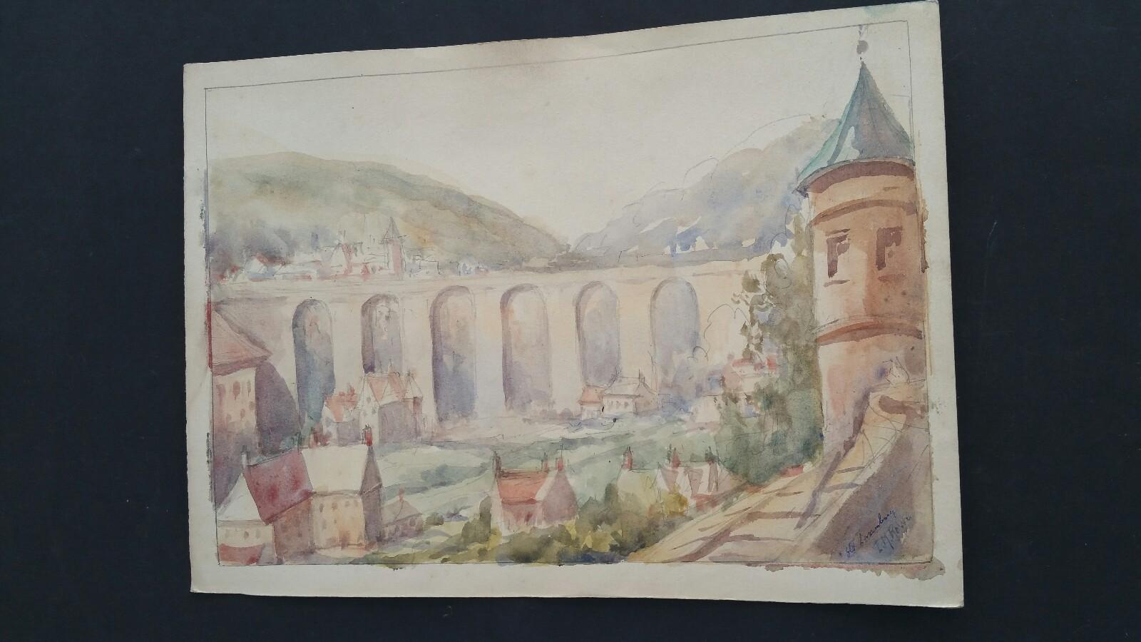 Mitte des 20. Jahrhunderts, Alt Luxemburg, La Passerelle und Vermächtnisse (Impressionismus), Art, von Leonard Machin Rowe