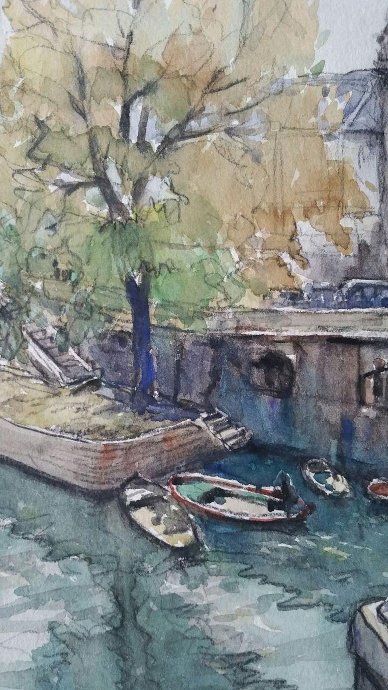 Paris, France: A Scene by the River Seine
by Henri Miloch (1898-1979)
signed lower right 
watercolour and gouache painting on artist's paper, unframed

sheet 12.25 x 9.75 inches 

Nicely executed study over the River Seine in Paris. Painted from a
