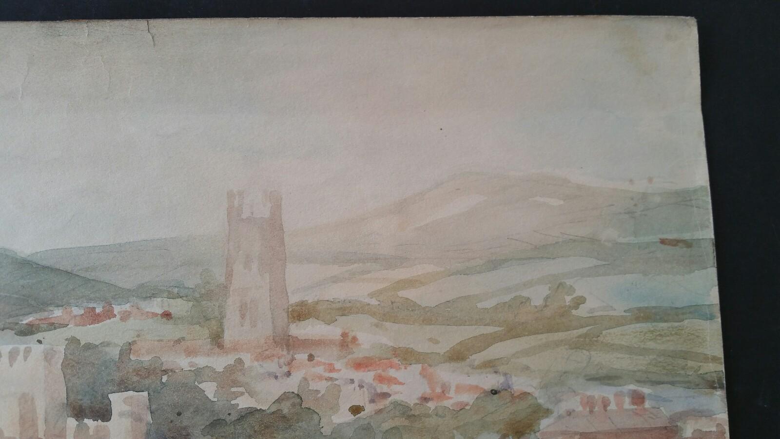 England, Shropshire - Ludlow Castle, The Town and Dinham Bridge
by Leonard Machin Rowe (1880-1968)
signed front lower right and left,  signed again and inscribed to the back
watercolour painting on artist's paper, unframed

sheet 9.75 x 13.75