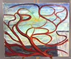 SOPHIE DANIELLE RUBINSTAIN (1922-2018) OLIO FIRMATO ENORME SORREALISTA FRANCESE DEGLI ANNI '60