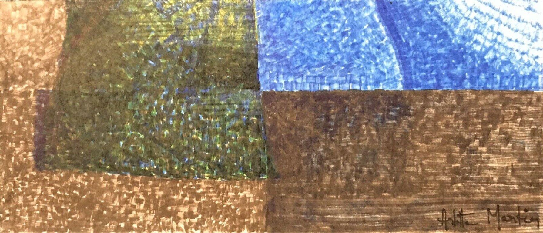 Abstract Painting di Arlette Martin - ARLETTE MARTIN (nato nel 1924) FINE PITTURA GEOMETRICA FRANCESE ASSTRATTA - FIRMATA