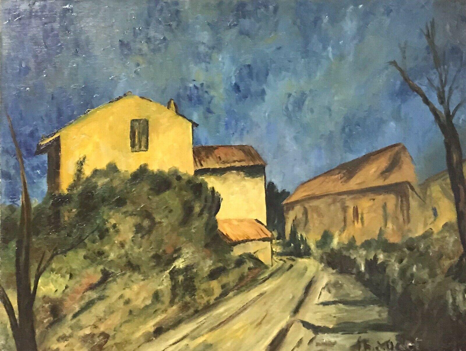 Fernand Audet Abstract Painting - FERNAND AUDET (1923-2016) SIGNED FRENCH POST-IMPRESSIONIST OIL - PROVENCE HOUSES