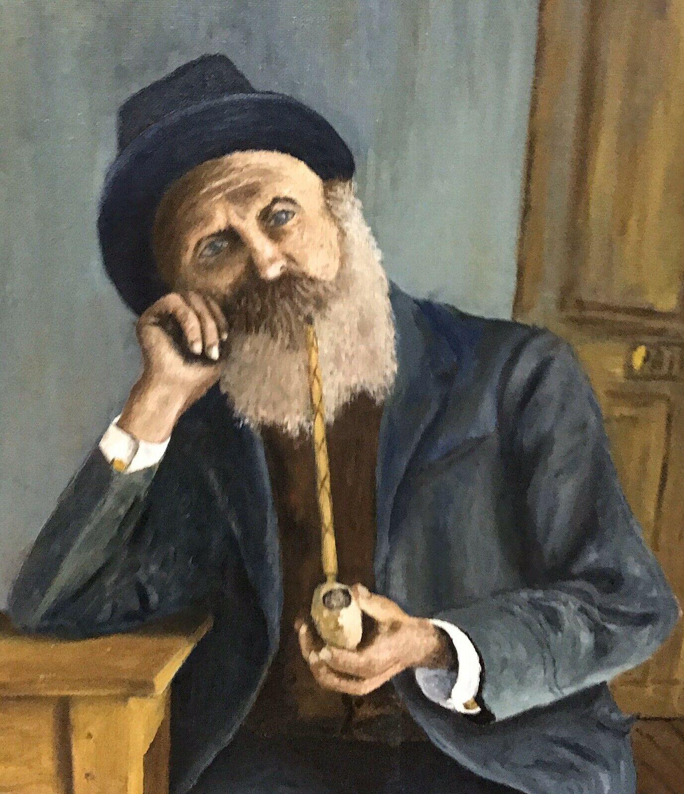 FERNAND AUDET (1923-2016) SIGNED FRENCH IMPRESSIONIST OIL - OLD MAN WITH PIPE - Painting by Fernand Audet