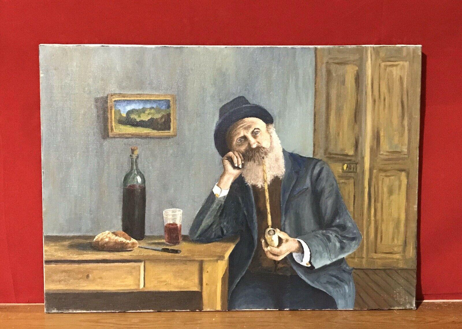 old man with pipe oil painting