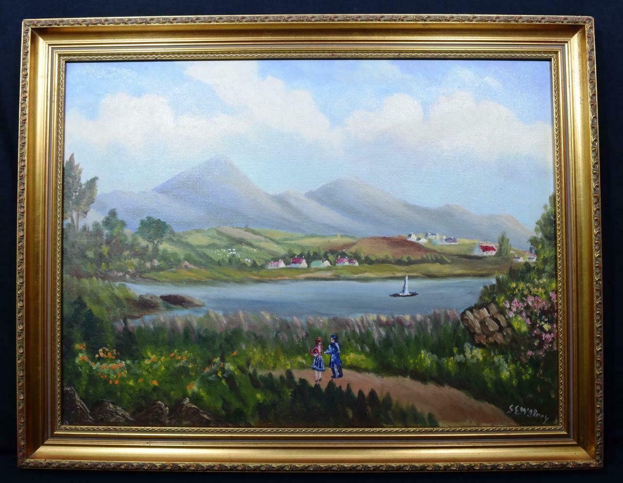 S E McIlroy Landscape Painting - Donegal Mountains Ireland Signed Original Oil Painting