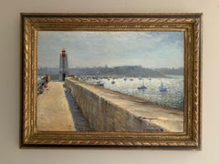 JEAN KEVORKIAN (b.1933) LARGE FRENCH IMPRESSIONIST OIL PAINTING- HARBOUR BOATS