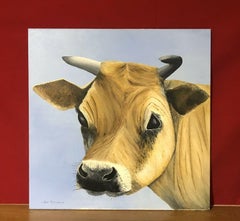 ROY MERRINGTON - LARGE ENGLISH PAINTING - HEAD PORTRAIT OF JERSEY COW